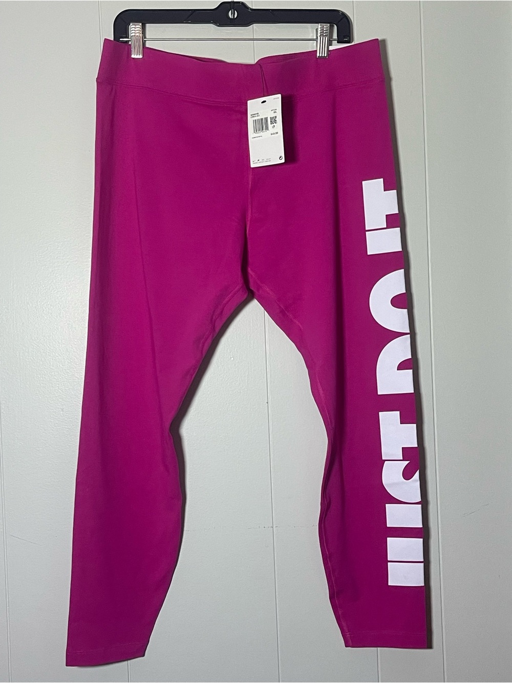 Nike Magenta Leggings with White Vertical Logo